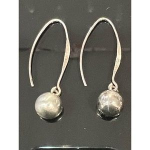 Vintage 925 Sterling Silver Earrings Modernist Ball Bead Dangle Drop